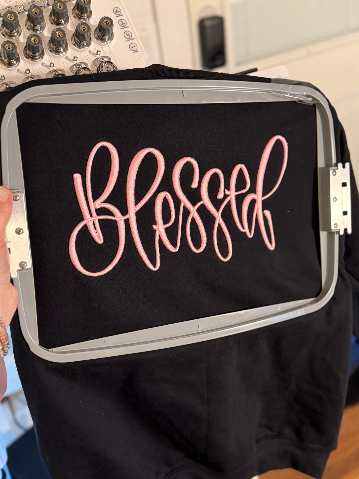 Blessed Puff Embroidery Sweatshirt