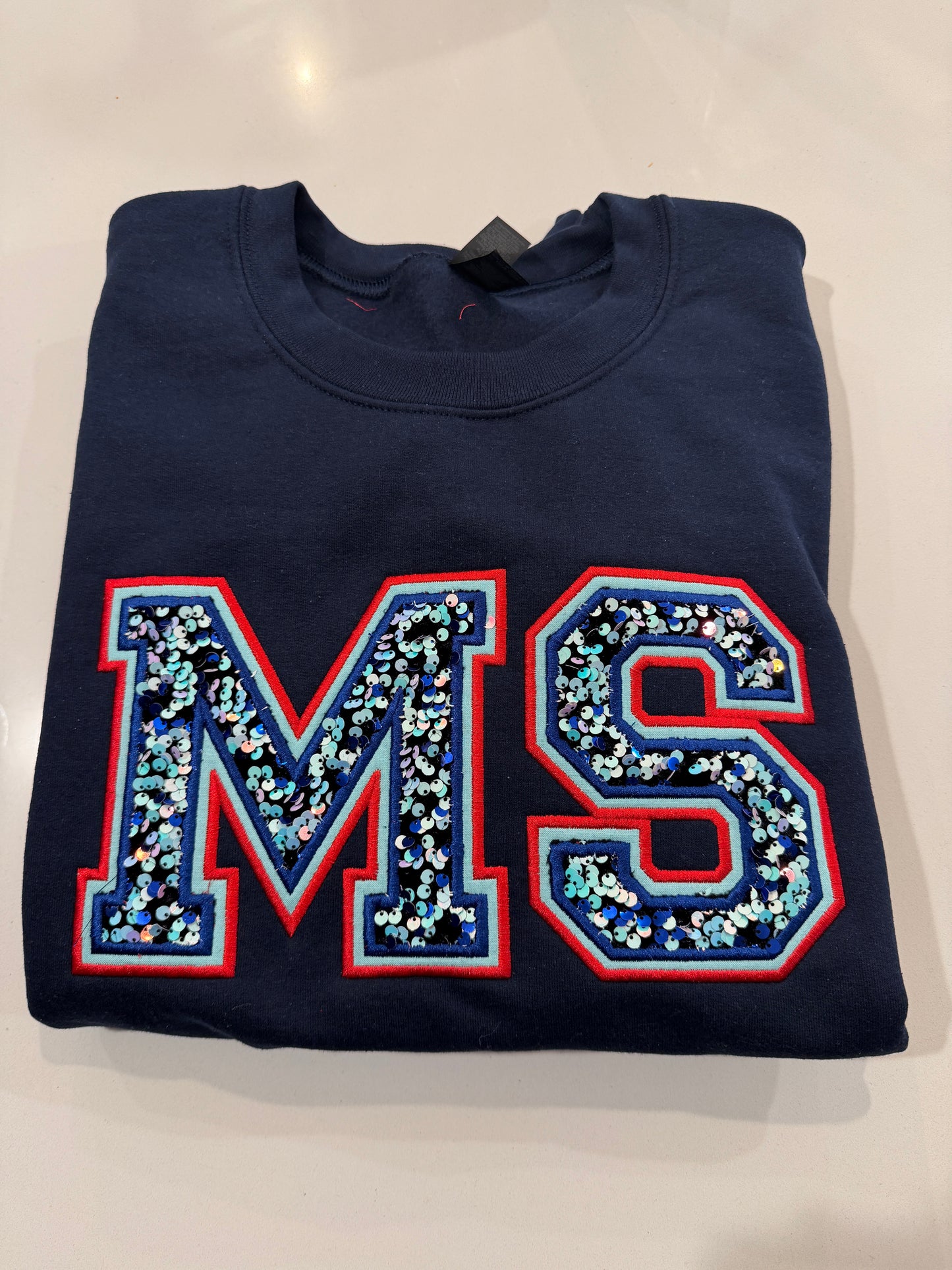 Double Appliqué MS Navy Sweatshirt