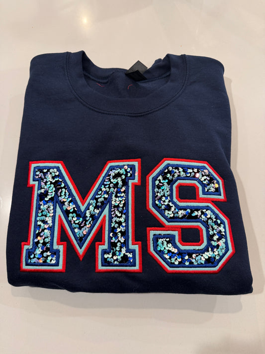 Double Appliqué MS Navy Sweatshirt
