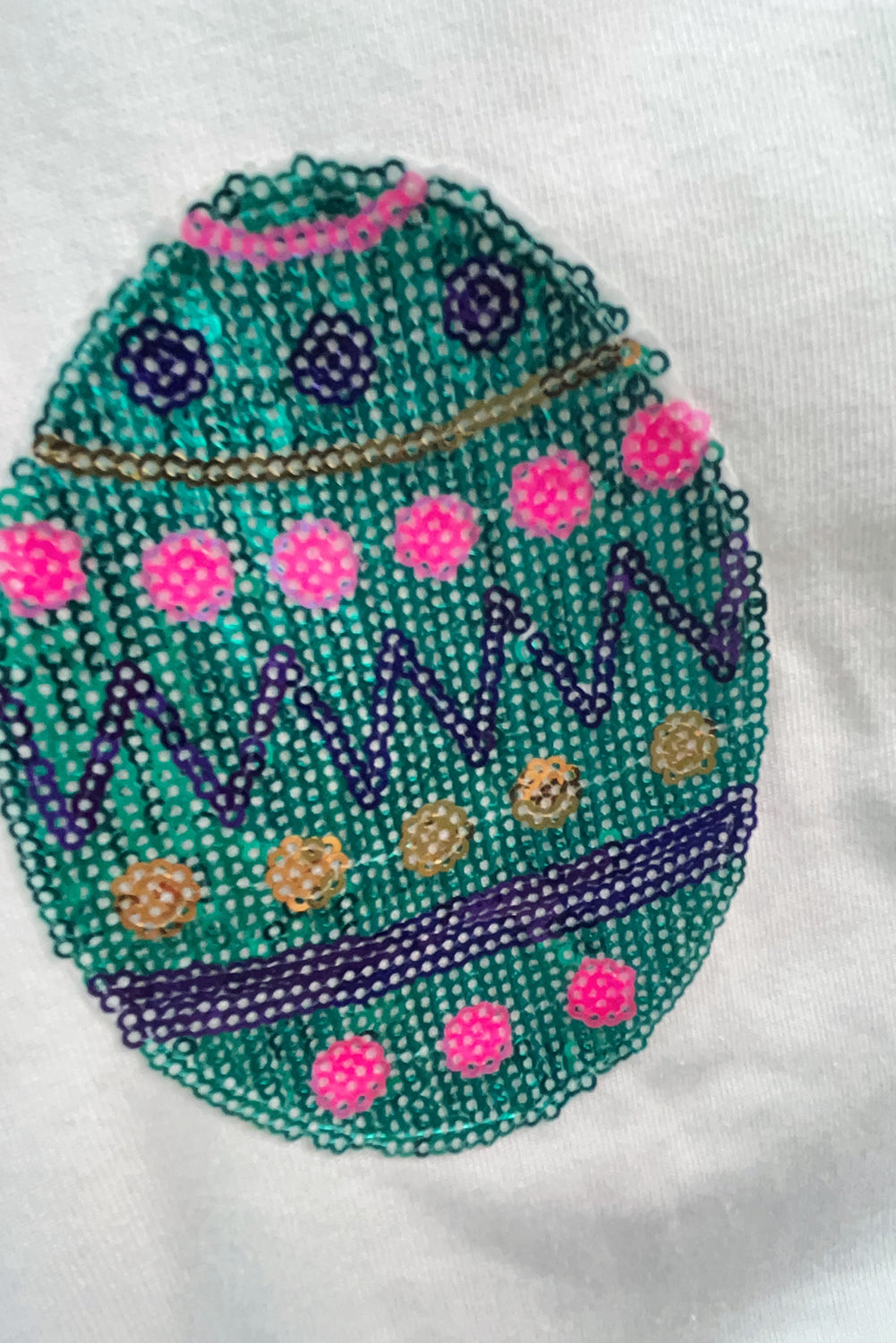 Pink Sequined Easter Egg Drop Shoulder Oversized Sweatshirt