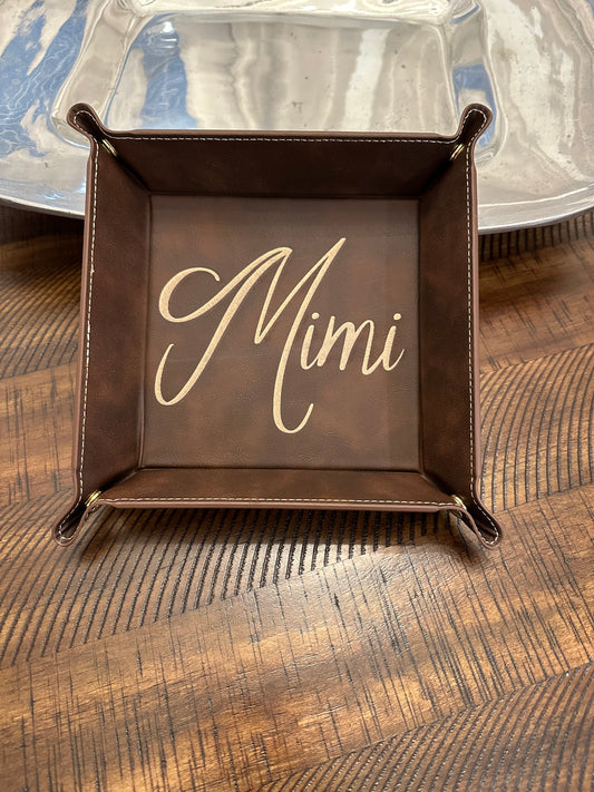 Personalized Leather Catchall Tray – Custom Engraved Gift