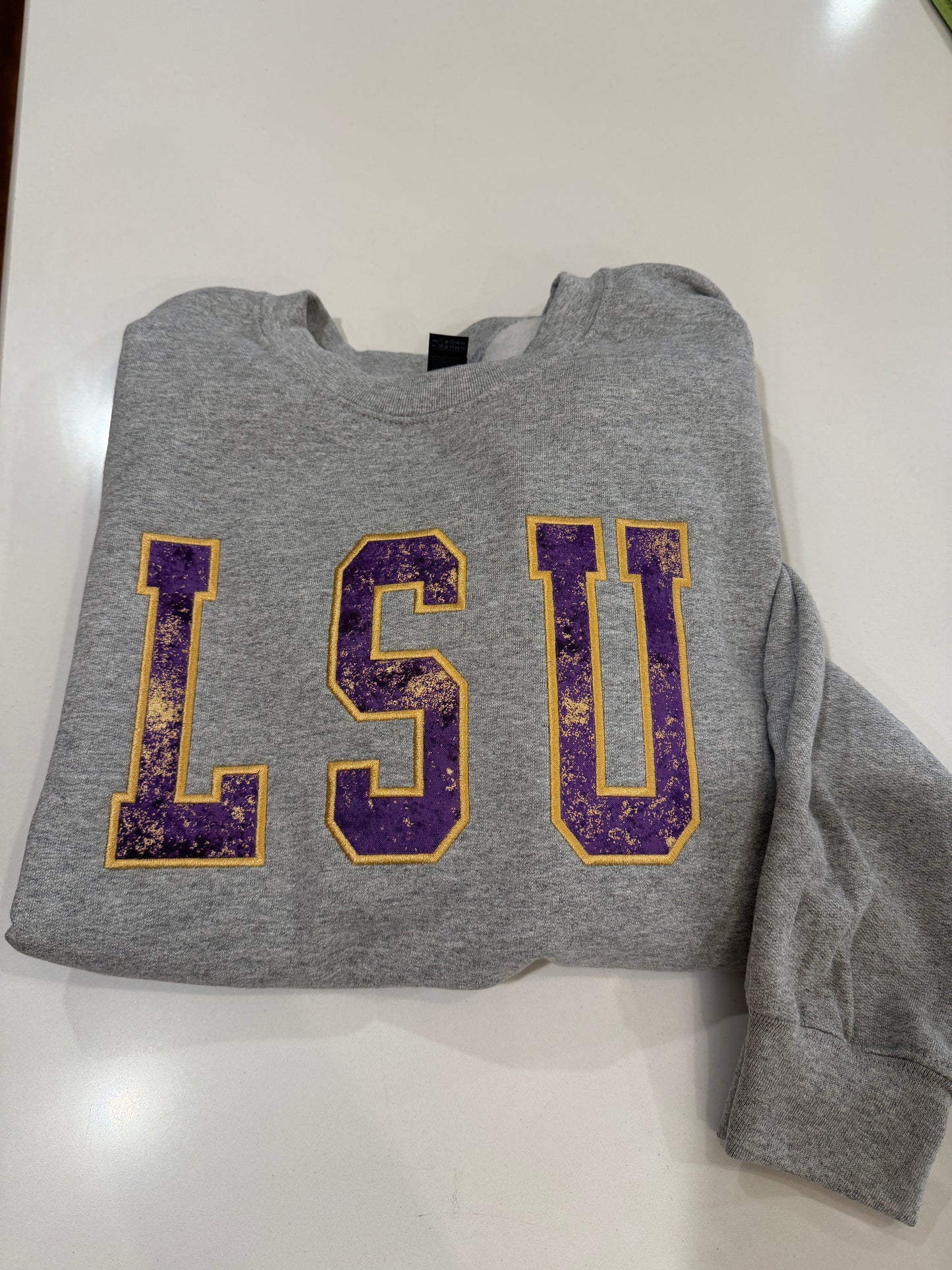 LSU Appliqué Grey Sweatshirt