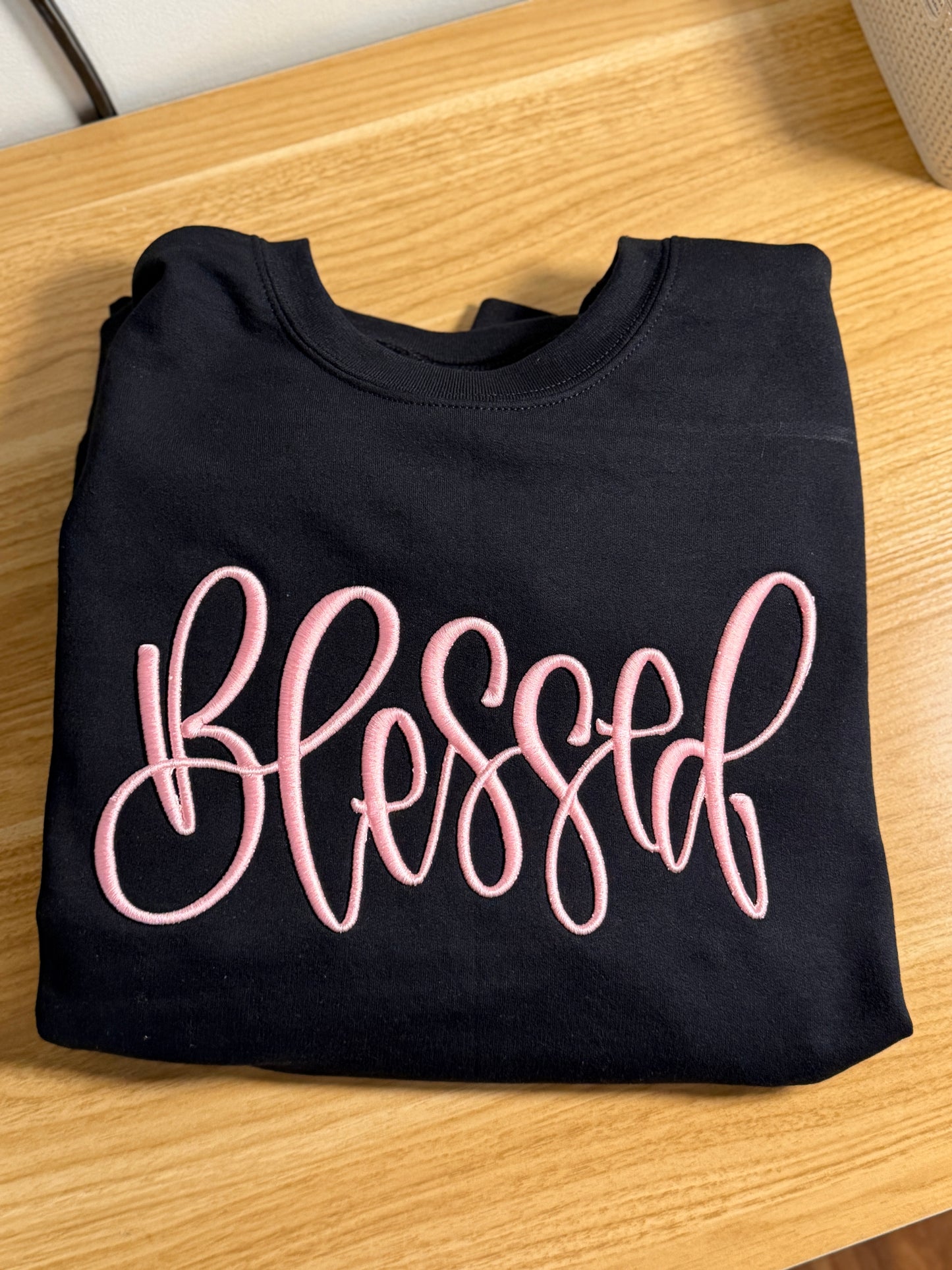 Blessed Puff Embroidery Sweatshirt
