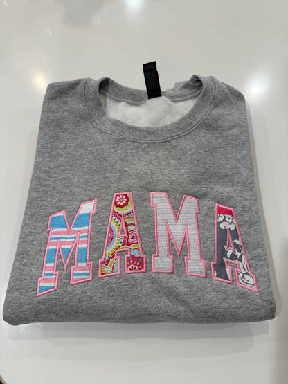 Custom Mama Embroidered Grey Sweatshirt