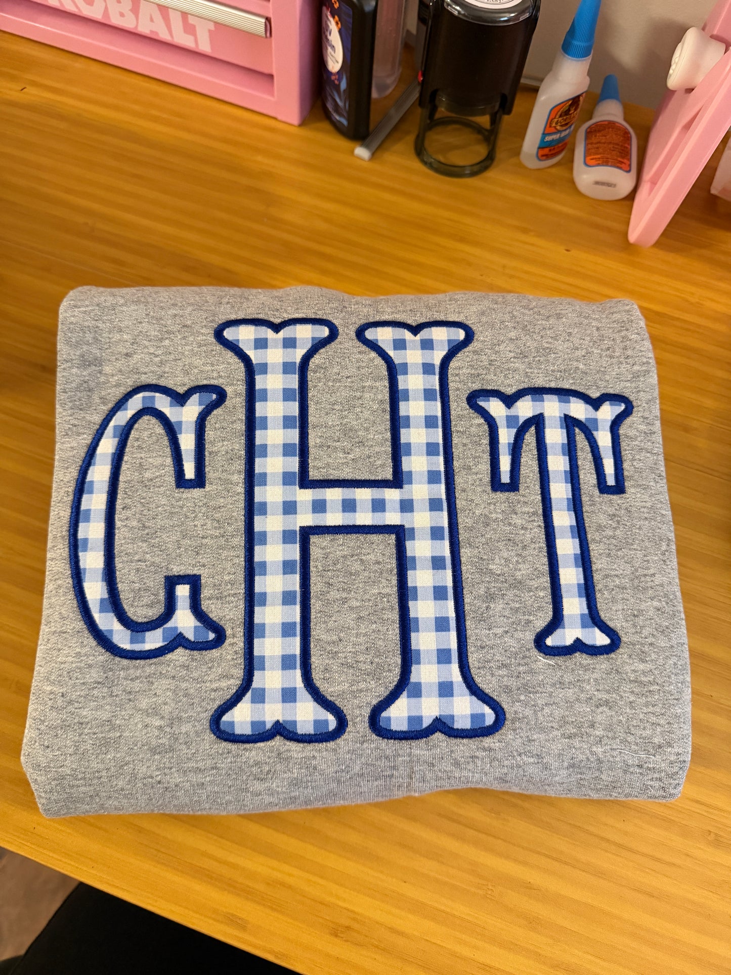 Blue Fishtail Monogram Appliqué Sweatshirt