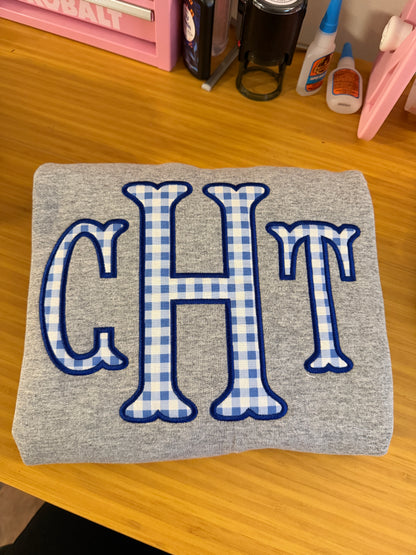 Blue Fishtail Monogram Appliqué Sweatshirt