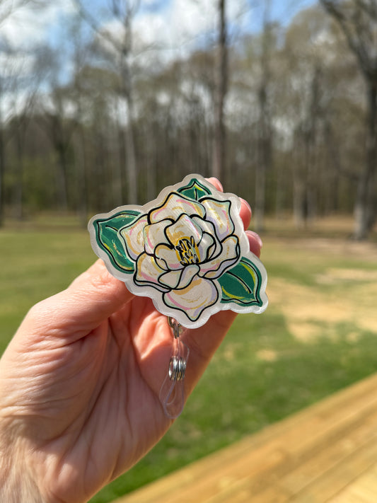 ID Holder/Badge Reel/Popsocket - Magnolia