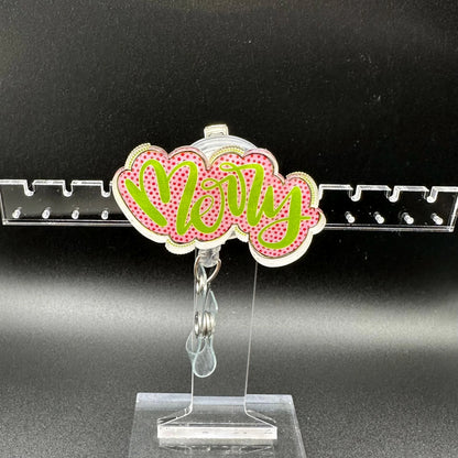 ID Holder/Badge Reel/Popsocket - Merry w/ Polka Dots
