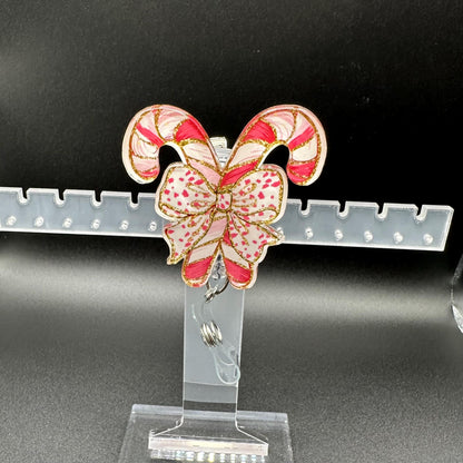 ID Holder/Badge Reel/Popsocket - Candy Cane