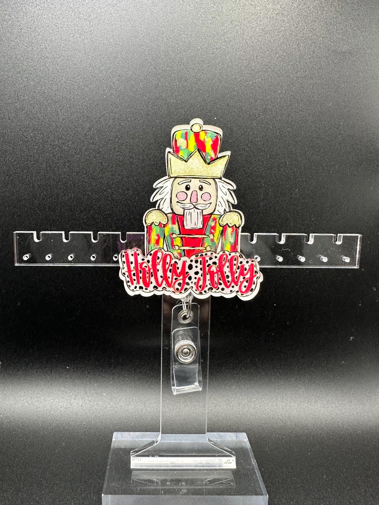 ID Holder/Badge Reel/Popsocket - Red Nutcracker