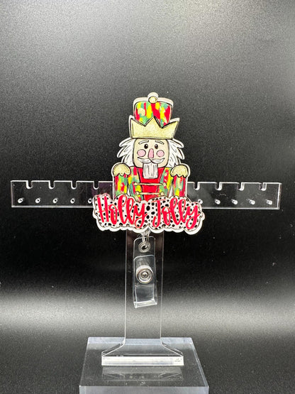 ID Holder/Badge Reel/Popsocket - Red Nutcracker