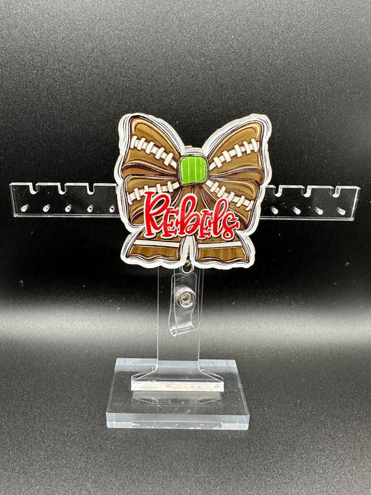 ID Holder/Badge Reel/Popsocket - Rebels Football Bow