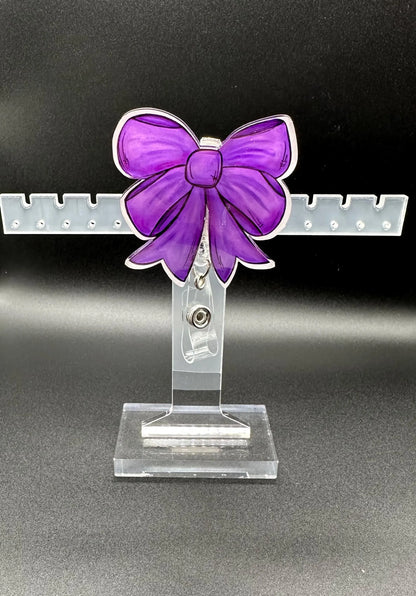 ID Holder/Badge Reel/Popsocket - Purple Bow