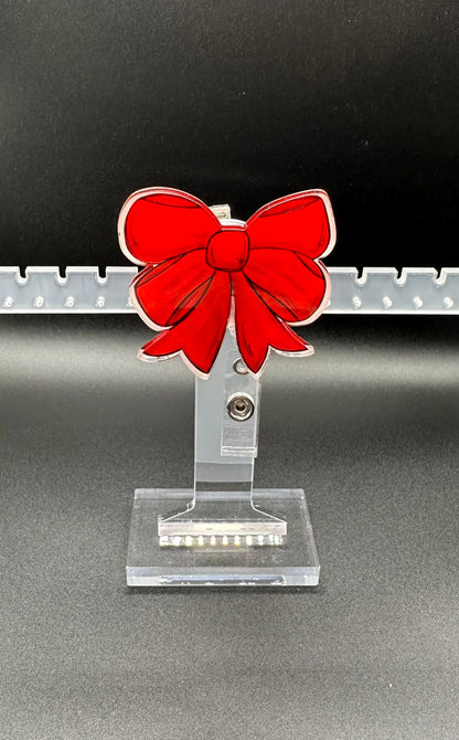ID Holder/Badge Reel/Popsocket - Red Bow