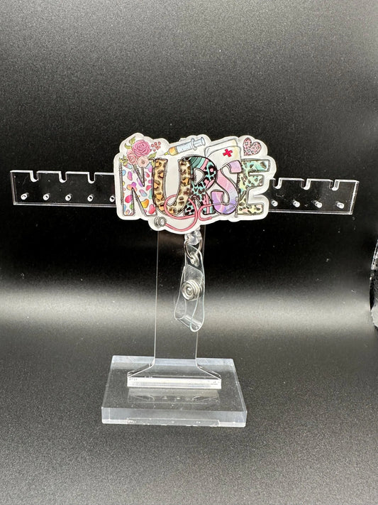 ID Holder/Badge Reel/Popsocket - Colorful Nurse