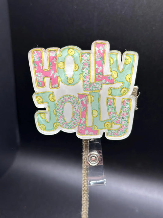 ID Holder/Badge Reel/Popsocket - Holly Jolly