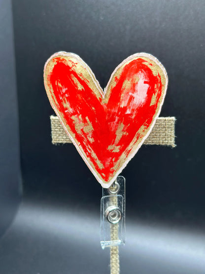 ID Holder/Badge Reel/Popsocket - Red Heart