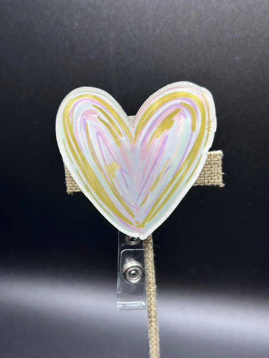 ID Holder/Badge Reel/Popsocket - Pastel Heart
