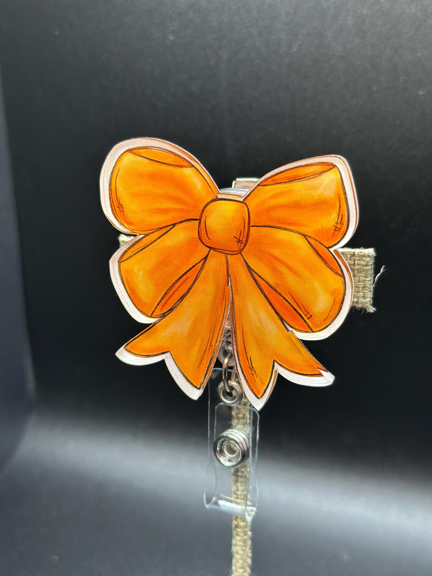 ID Holder/Badge Reel/Popsocket - Orange Bow