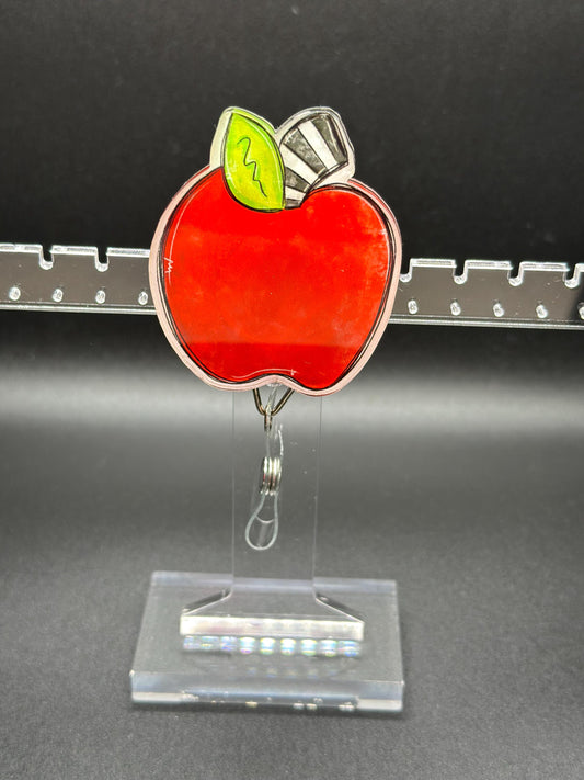ID Holder/Badge Reel/Popsocket - Teacher Apple