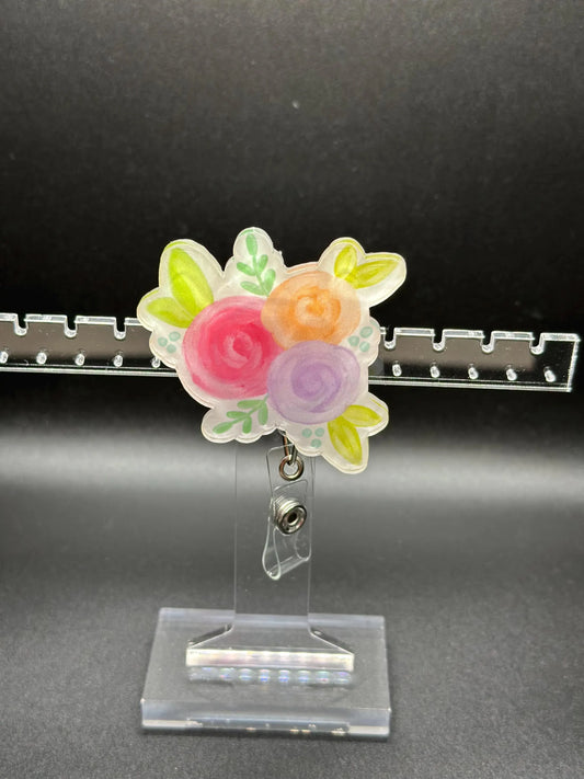 ID Holder/Badge Reel/Popsocket - Floral Bouquet