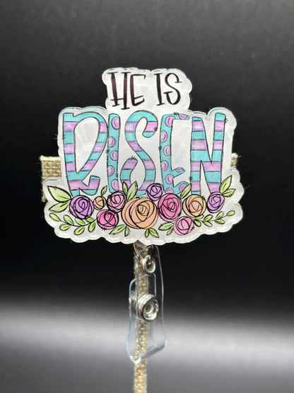 ID Holder/Badge Reel/Popsocket - He Is Risen Floral