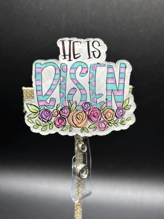 ID Holder/Badge Reel/Popsocket - He Is Risen Floral