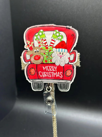 ID Holder/Badge Reel/Popsocket - Christmas Truck
