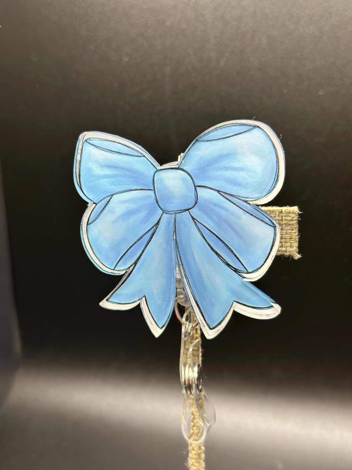ID Holder/Badge Reel/Popsocket - Light Blue Bow