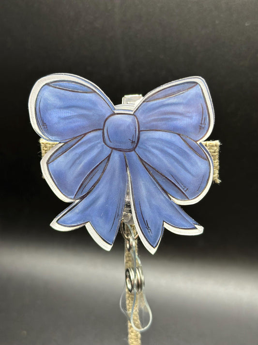 ID Holder/Badge Reel/Popsocket - Navy Bow