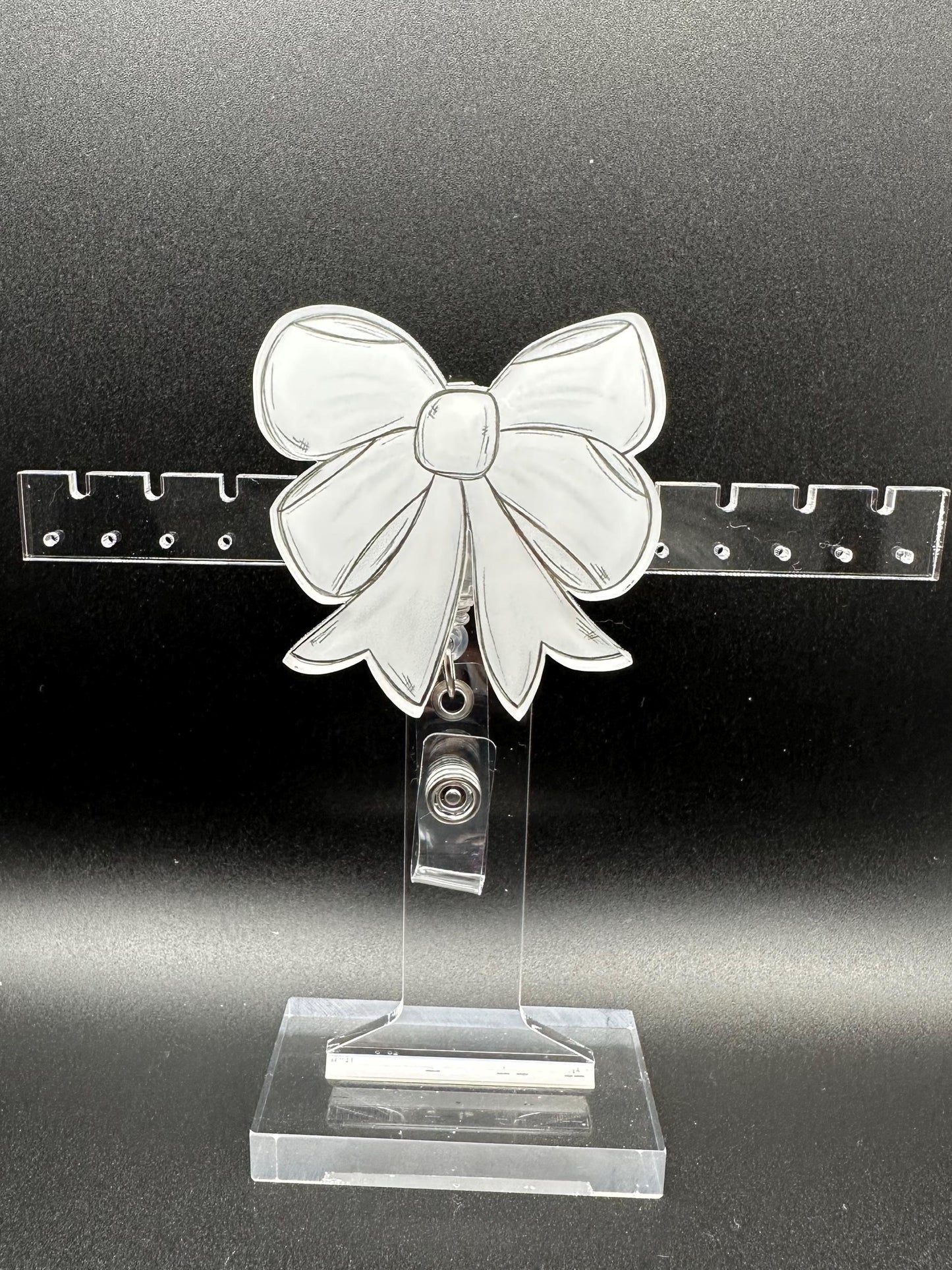 ID Holder/Badge Reel/Popsocket - White Bow
