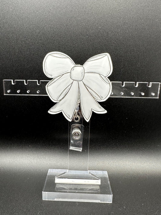 ID Holder/Badge Reel/Popsocket - White Bow