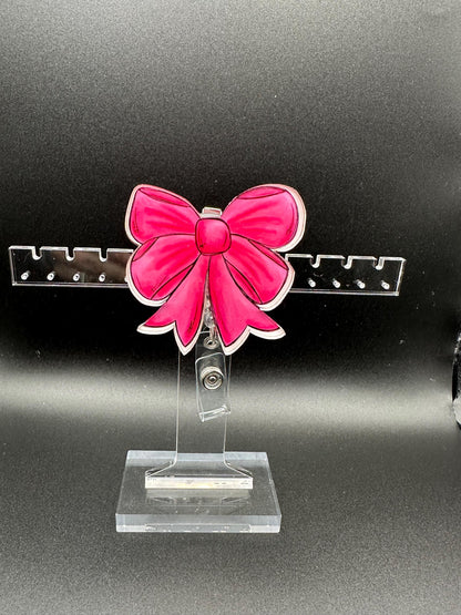 ID Holder/Badge Reel/Popsocket - Pink Bow