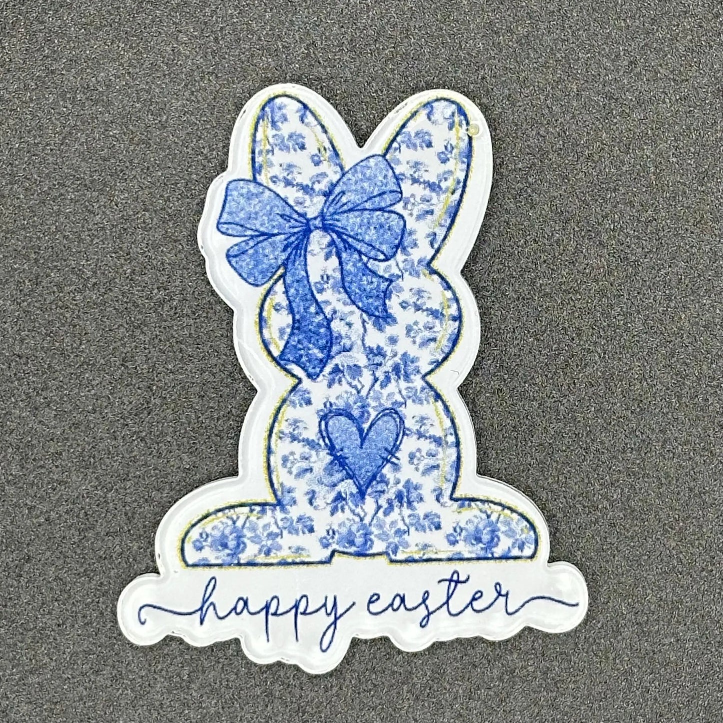 ID Holder/Badge Reel/Popsocket - Blue Floral Easter Bunny