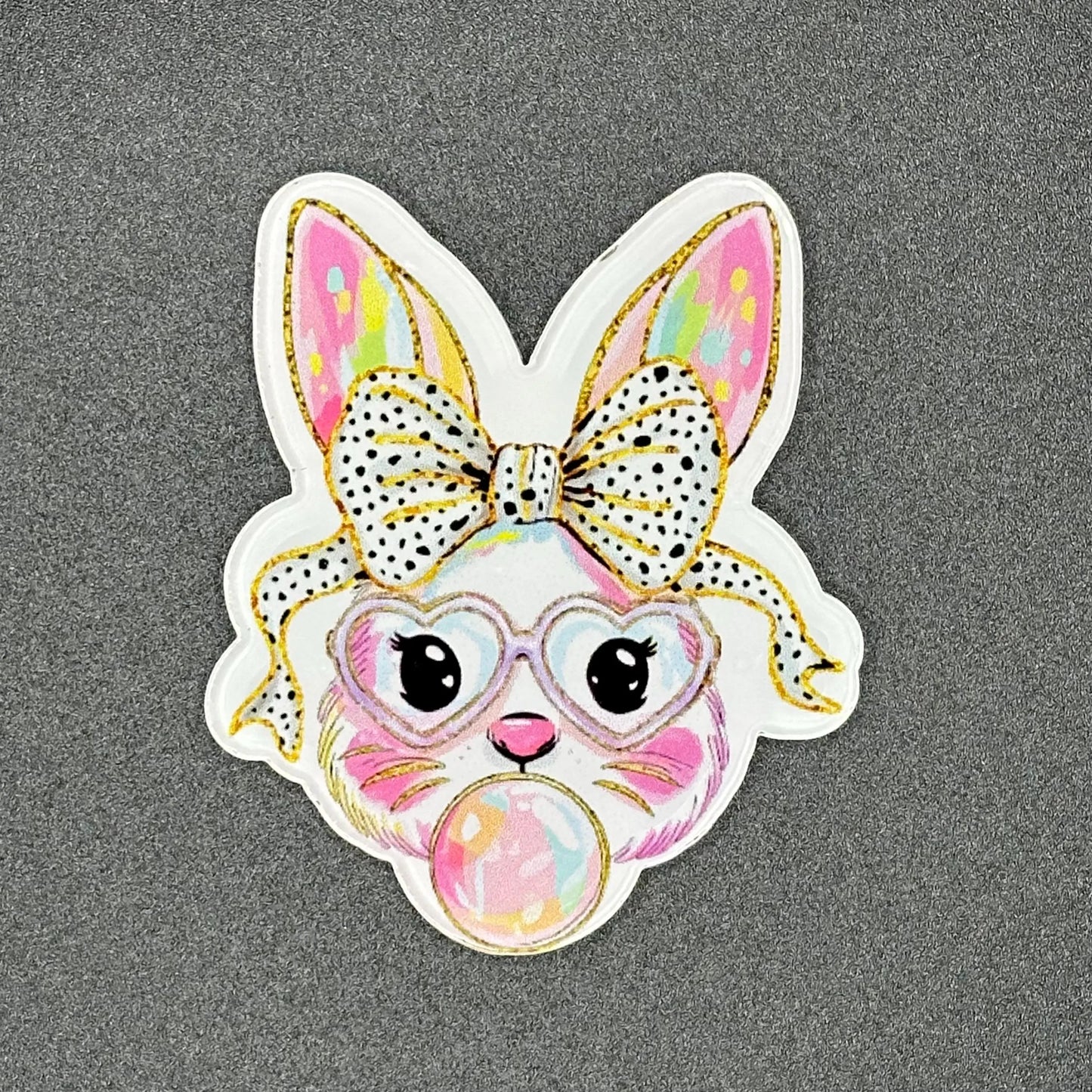 ID Holder/Badge Reel/Popsocket - Bubble Gum Bunny