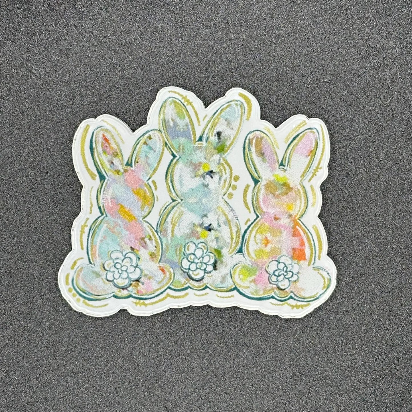 ID Holder/Badge Reel/Popsocket - Pastel Bunny Trio