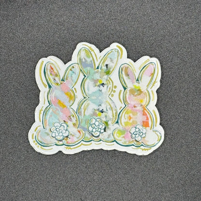 ID Holder/Badge Reel/Popsocket - Pastel Bunny Trio