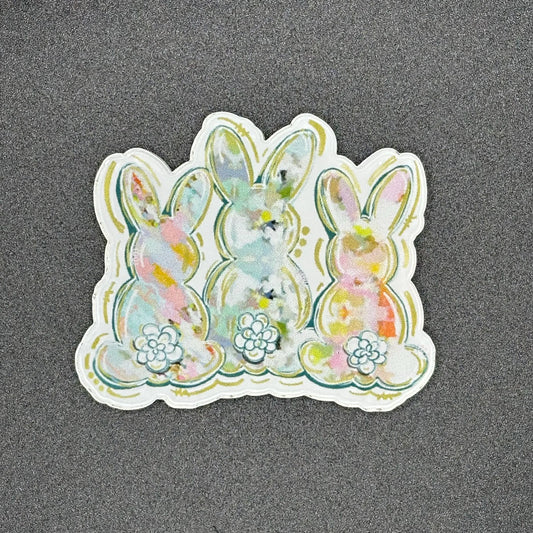 ID Holder/Badge Reel/Popsocket - Pastel Bunny Trio