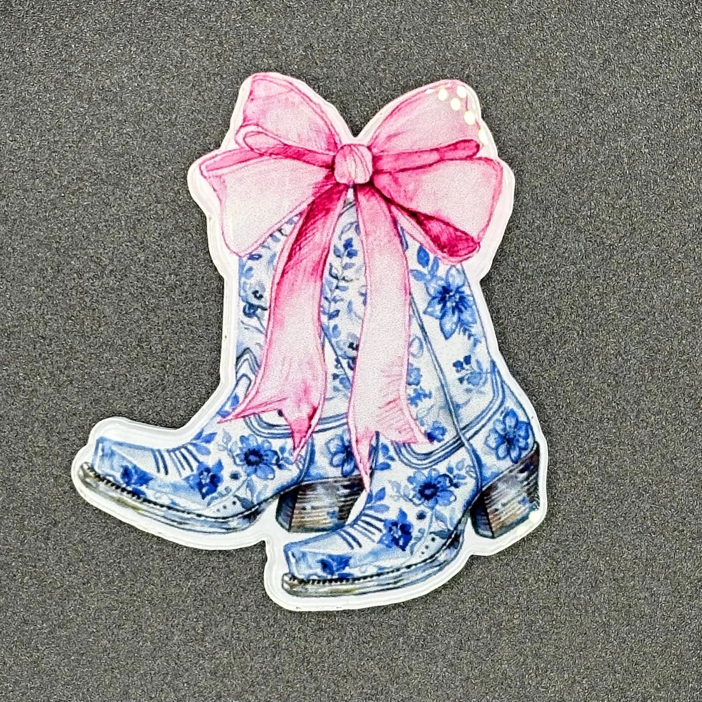 ID Holder/Badge Reel/Popsocket - Floral Blue Cowboy Boots