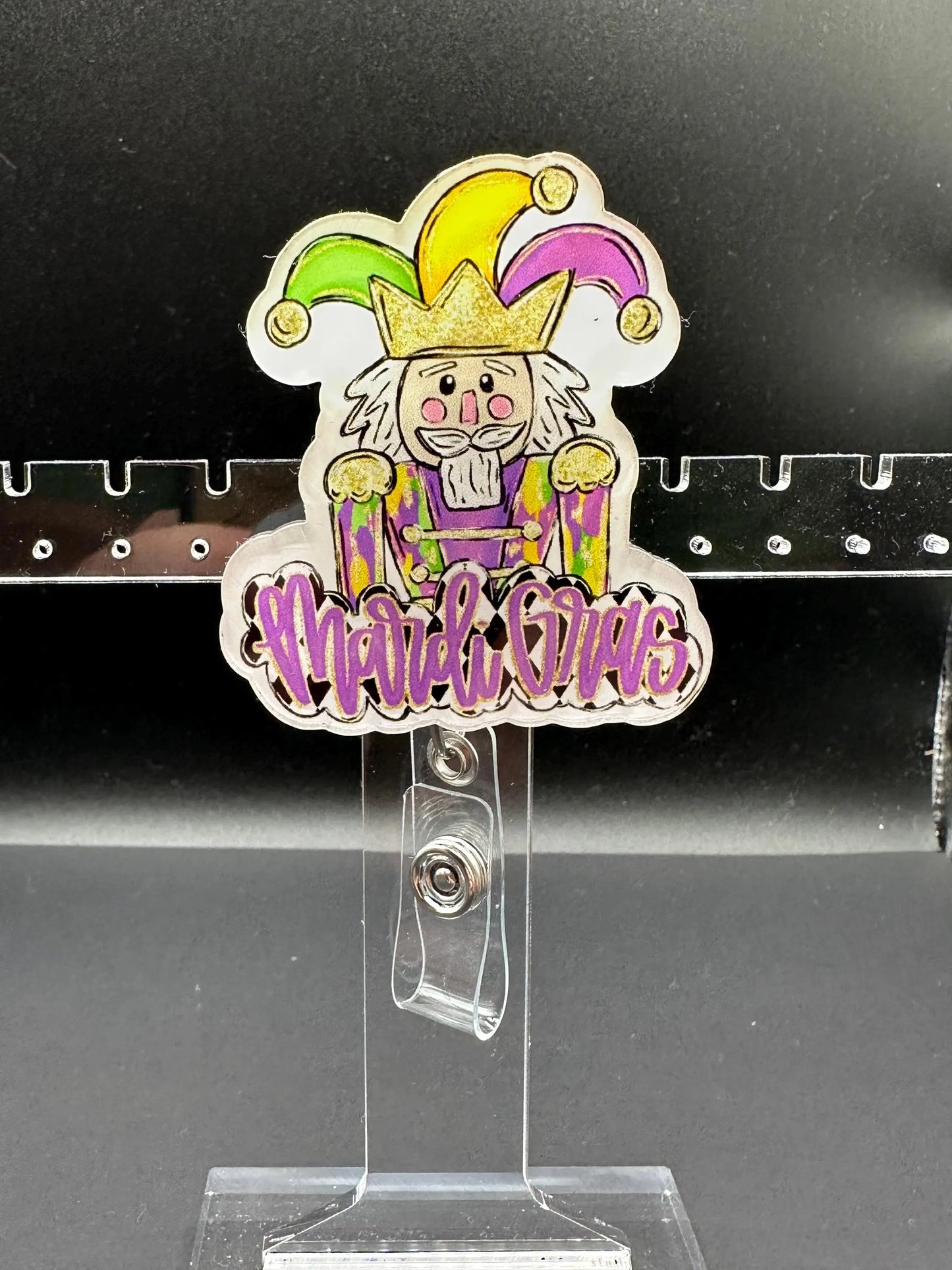 ID Holder/Badge Reel/Popsocket - Mardi Gras Joker