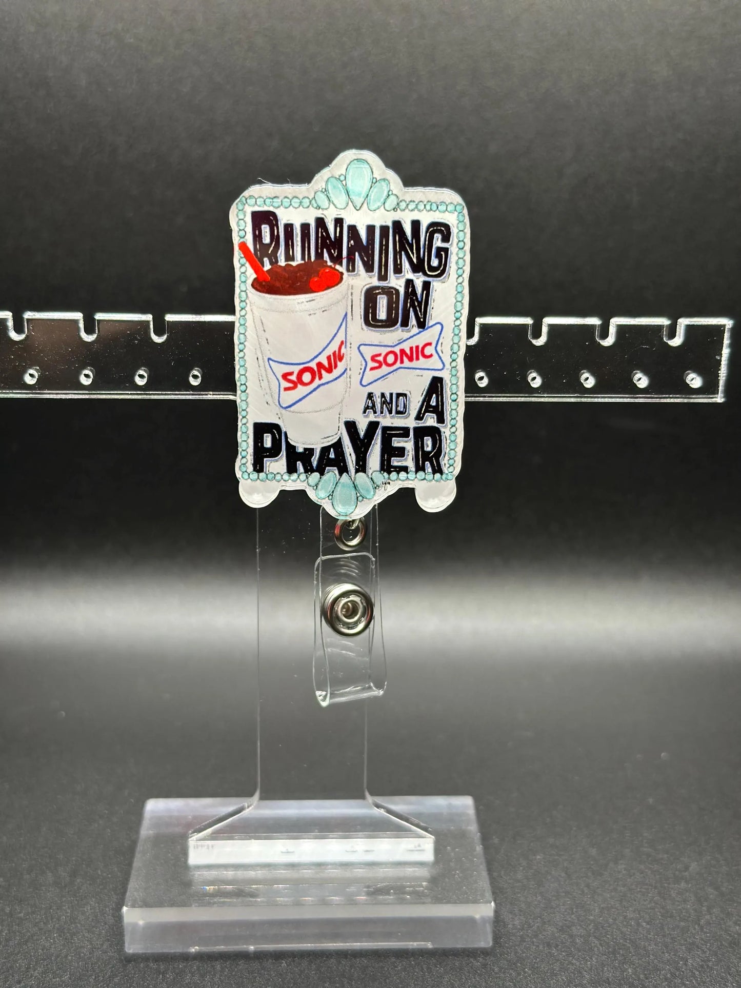 ID Holder/Badge Reel/Popsocket - Running on Sonic and a Prayer