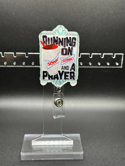 ID Holder/Badge Reel/Popsocket - Running on Sonic and a Prayer