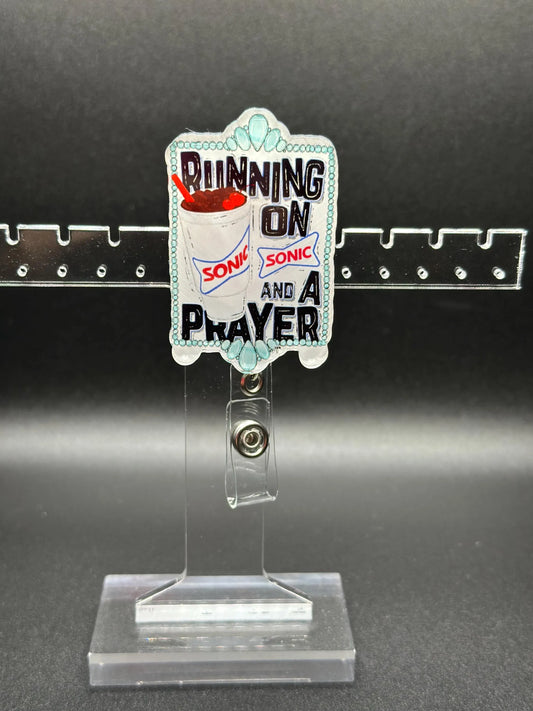 ID Holder/Badge Reel/Popsocket - Running on Sonic and a Prayer