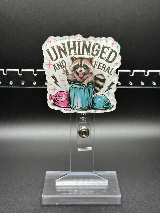 ID Holder/Badge Reel/Popsocket - Unhinged and Feral Raccoon