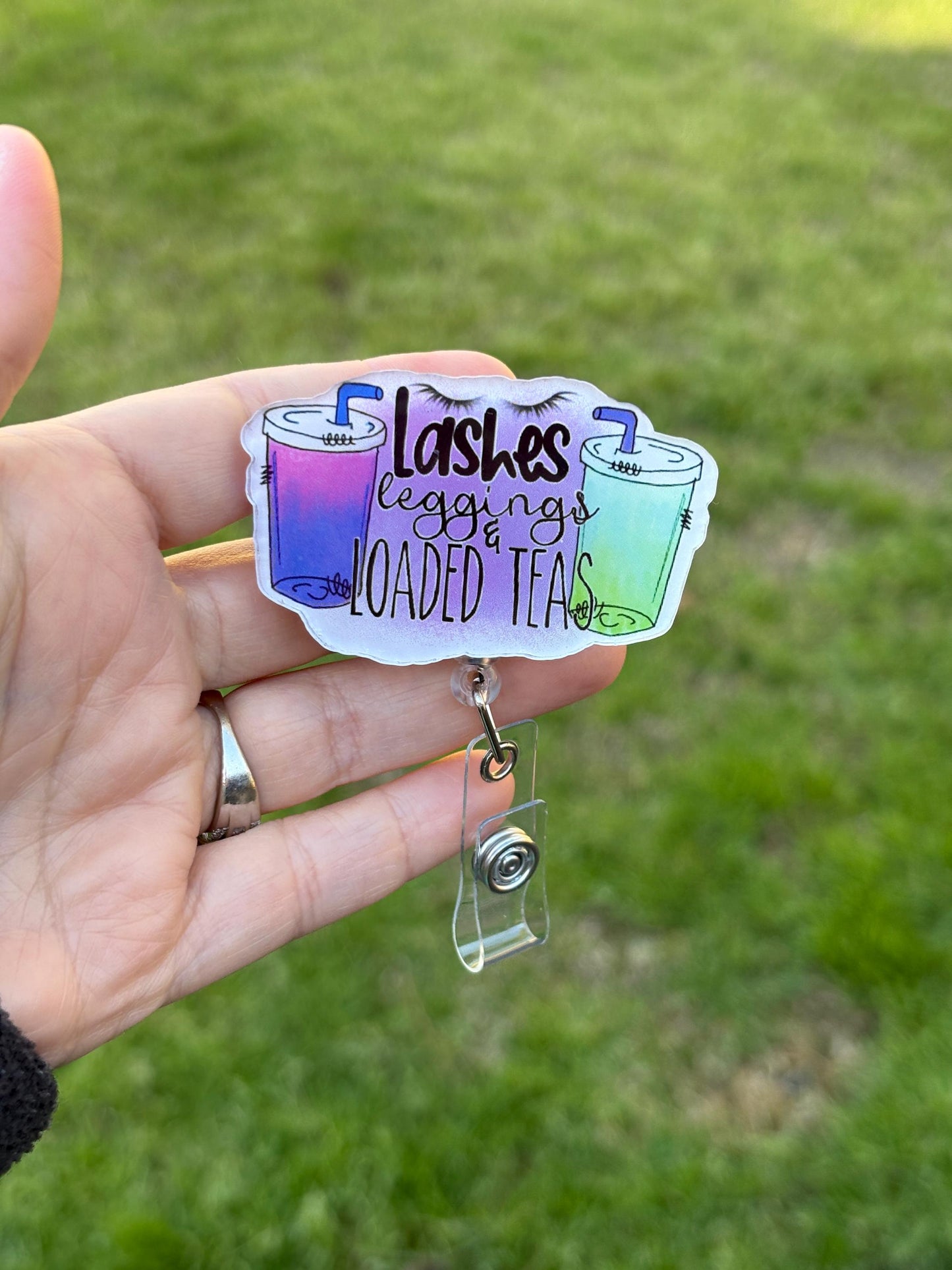 ID Holder/Badge Reel/Popsocket - Lashes Leggings and Loaded Teas