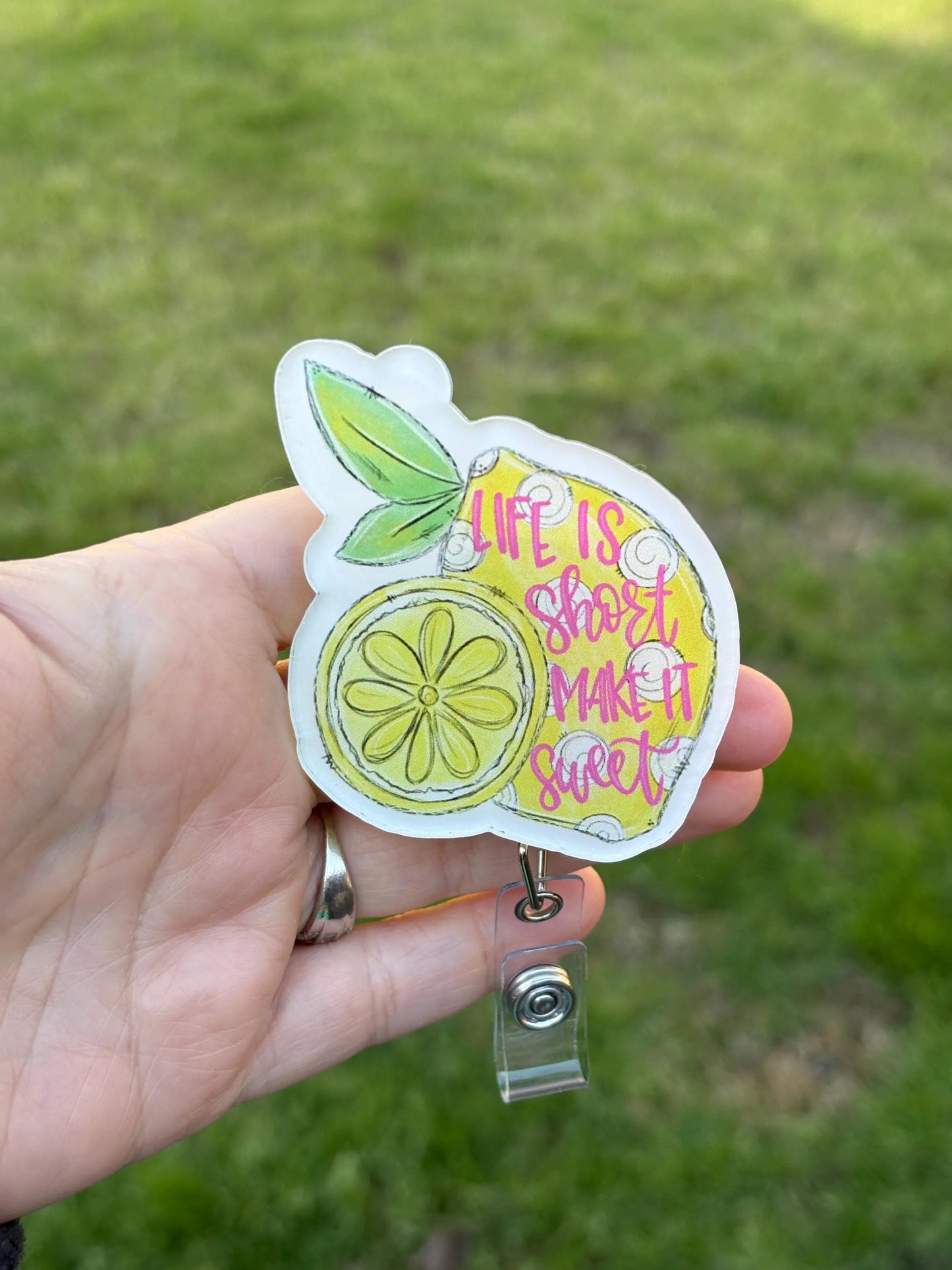 ID Holder/Badge Reel/Popsocket - Life Is Short Make It Sweet