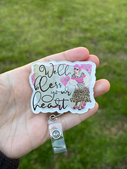 ID Holder/Badge Reel/Popsocket - Bless Your Heart