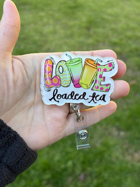 ID Holder/Badge Reel/Popsocket - Love Loaded Tea