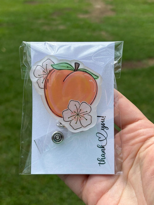 ID Holder/Badge Reel/Popsocket - Peach