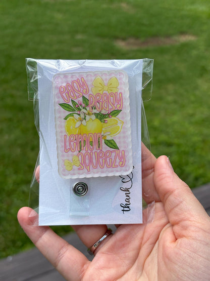 ID Holder/Badge Reel/Popsocket - Easy Peasy Lemon Squeezy